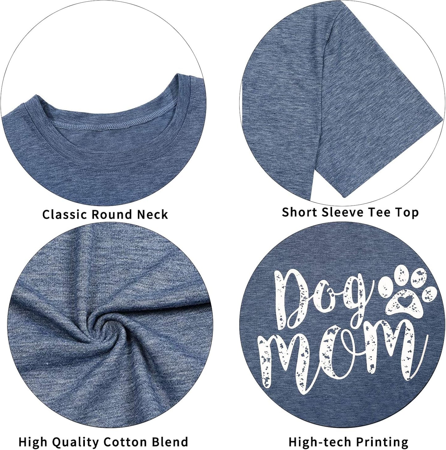 Dog Mom Tshirts for Women Funny Dog Paw Graphic Print Short Sleeve O Neck Mom Shirt