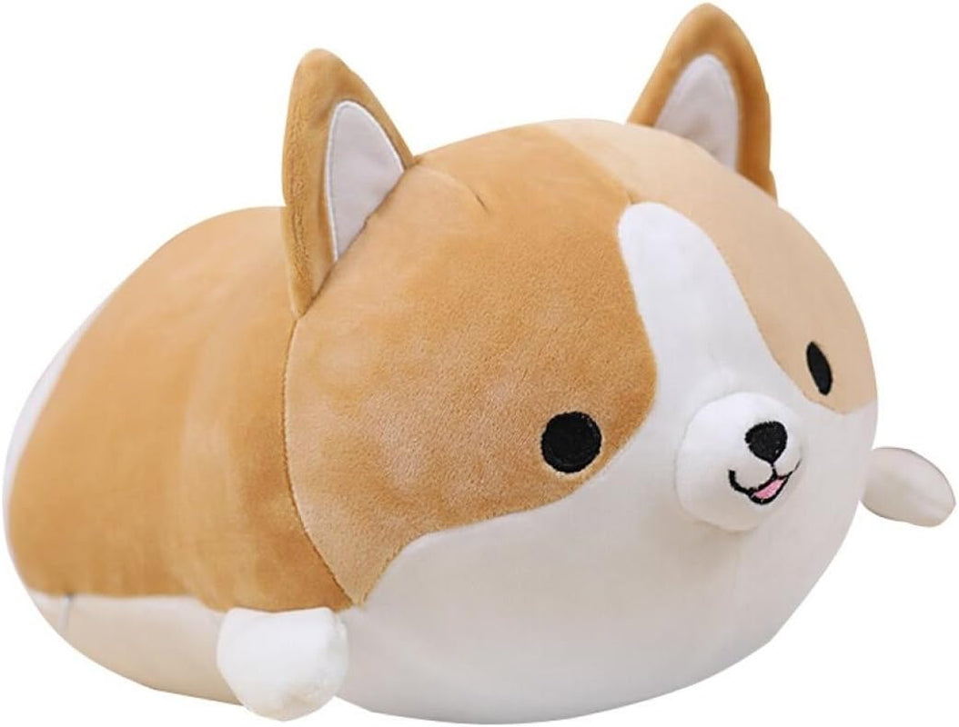 Corgi Dog Plush Pillow, Soft Cute Shiba Inu Akita Stuffed Animals Toy Gifts (Brown, 11.8 In)