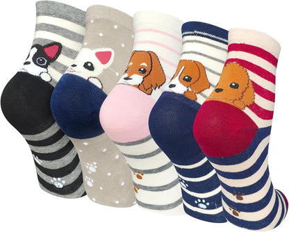 Womens Funny Socks Cozy Cute Printed Patterned Fun Socks Novelty Cat Dog Socks for Women