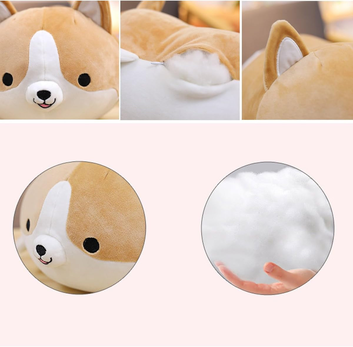 Corgi Dog Plush Pillow, Soft Cute Shiba Inu Akita Stuffed Animals Toy Gifts (Brown, 11.8 In)