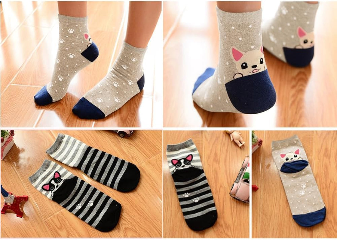 Womens Funny Socks Cozy Cute Printed Patterned Fun Socks Novelty Cat Dog Socks for Women