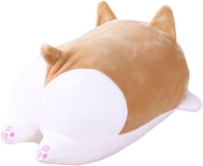 Corgi Dog Plush Pillow, Soft Cute Shiba Inu Akita Stuffed Animals Toy Gifts (Brown, 11.8 In)