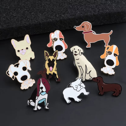 Fashion Cartoon Animals Brooch Metal Enamel Pins Badge 10 Style Cute Dogs Shirt Sweater Denim Lapel Women Brooches