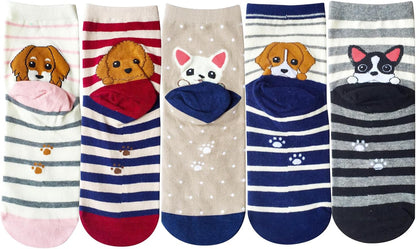 Womens Funny Socks Cozy Cute Printed Patterned Fun Socks Novelty Cat Dog Socks for Women