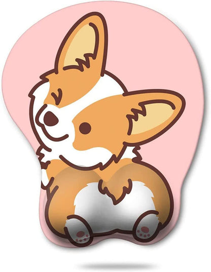 Ergonomic Pink Mouse Pad with Wrist Support,Non-Slip Backing Corgi Anime Cute Gel Mouse Pad Wrist Rest, Easy-Typing and Pain Relief for Gaming Office Computer Laptop(Pink Cute Corgi)