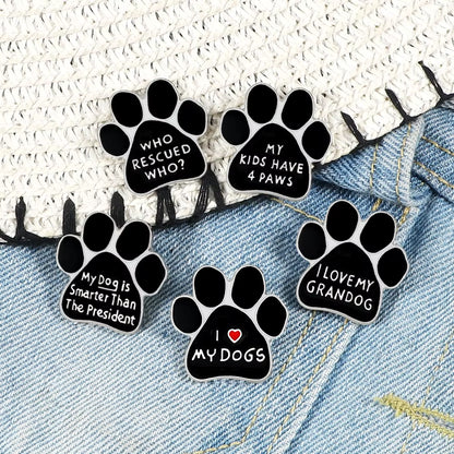 Black Dog Cat Paw Brooch Pins Cute Puppy Kitten Claw Enamel Pin Denim Jackets Shirt Lapel Pin Badge Animals Lover Jewelry Gifts